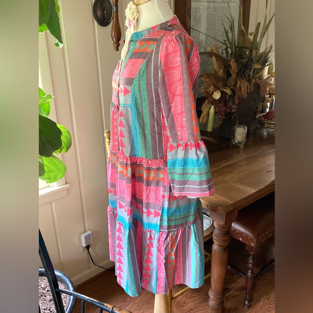 NWT PINK/BLUE PRINT SUMMER DRESS MEDIUM - Picture 8 of 11